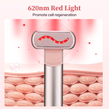 EMS Eye Beauty Instrument Microcurrent Red Light 42℃ Hot Compress Rotable Eye Massage Stick Facial Lifting Skin Tightening