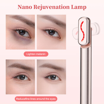 EMS Eye Beauty Instrument Microcurrent Red Light 42℃ Hot Compress Rotable Eye Massage Stick Facial Lifting Skin Tightening