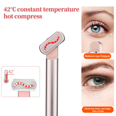 EMS Eye Beauty Instrument mikroáramú piros fény 42 ℃ Hot Compress forgatható szemmasszázs stift arc lifting bőrfeszesítő