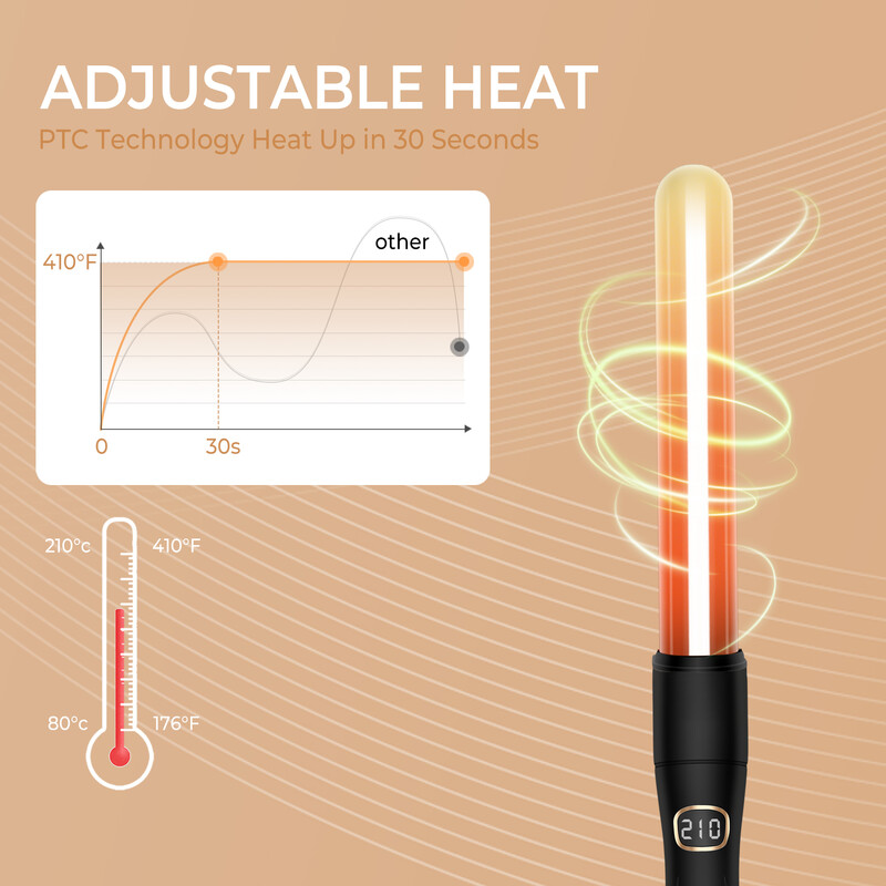 Hajsütővas pálca szett termikus kefe 3 az 1-ben Hajgöndörítő pálcák Cserélhető kerámia hajcsavaró fűtött kefe formázó eszközök