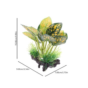 Терариум за изкуствени растения за влечуги Земноводни за резервоар Декорации за местообитания на домашни любимци Реалистични тропически листа Пластмасови листа Ратан