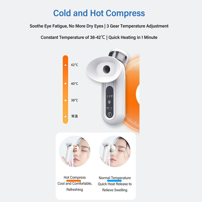 Eye Nano purkštuvas su šildoma 500 mAh baterija 10 ml talpos akių dulksnos purškiklis, skirtas atsipalaiduoti ir drėkinti, drėkinantis veido odą