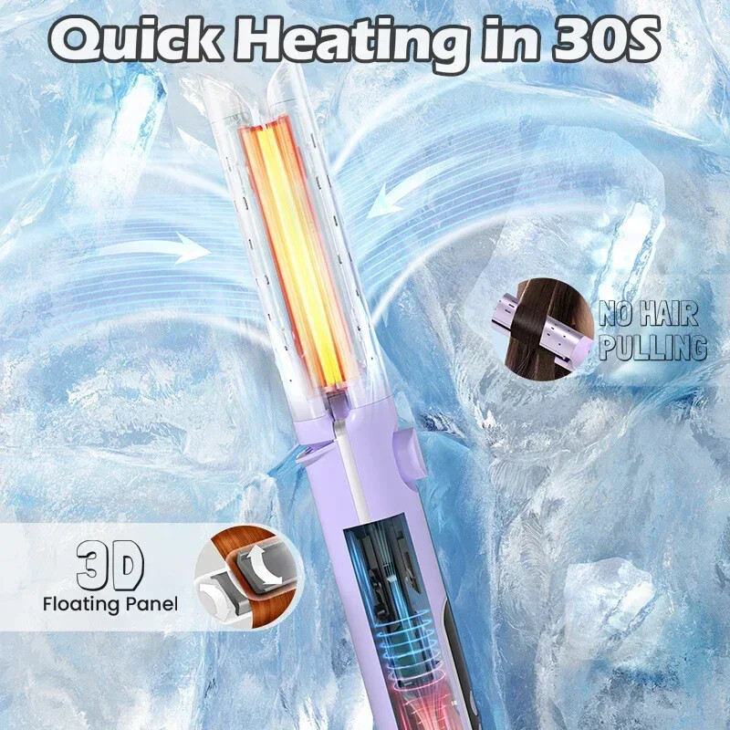 Ondulat de păr NOVUS 2 în 1 Ondulator de păr cu încălzire rapidă Ondulat de păr cu aer de răcire Placă de îndreptat părul cu 4 temperaturi reglabile