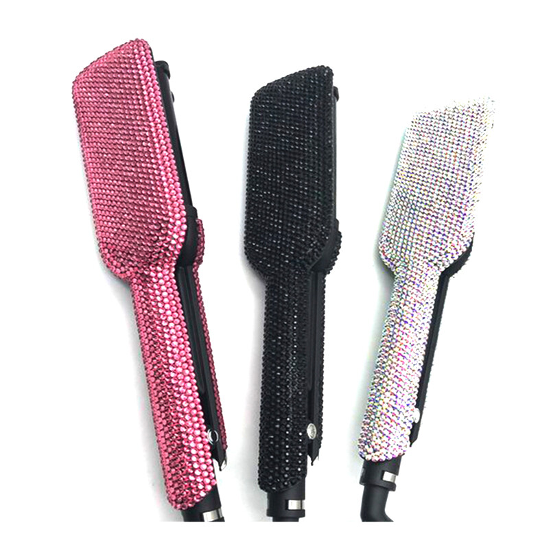 Deep Wave gofruotas lygintuvas su krištoliniais akmenimis, reguliuojamos temperatūros keraminis trigubas garbanojimo lygintuvas su LCD ekranu plaukų stilistui