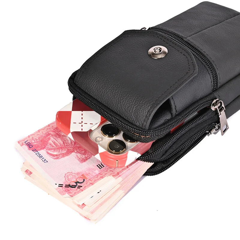 Muška kožna torba oko struka Torba za remen velikog kapaciteta Smeđe torbe za rame Torbe preko ramena Višeslojna kopča Torba za mobilni telefon Bum torbica