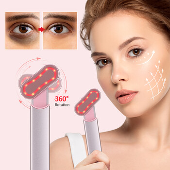 EMS Microcurrent Face Lifting Device 360°C Warm Facial Wand Eye Neck Massager Стягане на кожата против бръчки Грижа за кожата Инструмент за красота