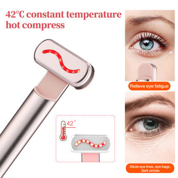 EMS Face Massager Microcurrent Red Ligh Facial Fade Eye Line Magic Dark Circle Wand Therapy Infrared Beauty Device Eye Masssager