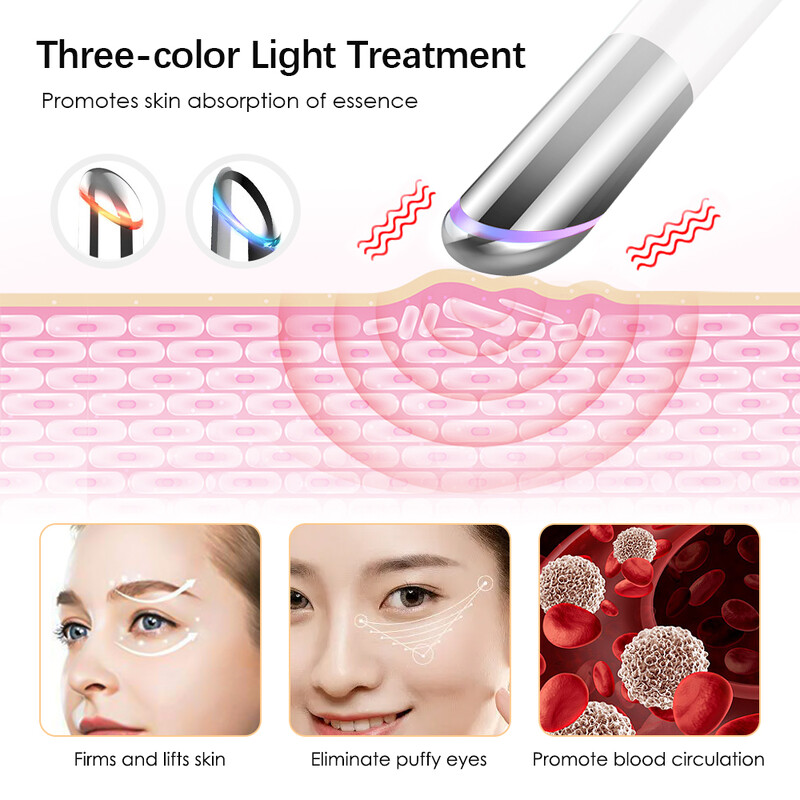 IPL Eye Beauty Device Akių masažuoklis Tamsių ratų šalinimas Odą stangrina Vibracijos Essence Importas Raudona Mėlyna Violetinė Šviesiai Karštas Kompresas
