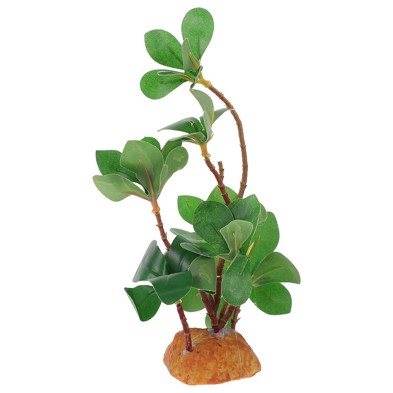 Bārdainā pūķa tvertnes aksesuāri Spilgts rāpuļu augs Viltus zaļās zāles terārija plastmasa imitētiem ornamentiem