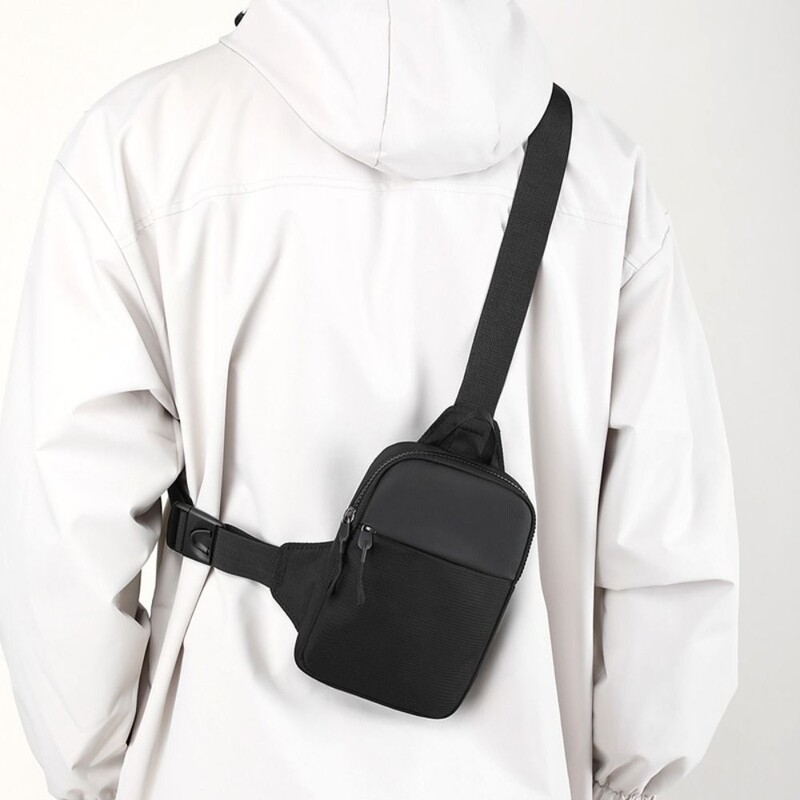 Pánska náprsná taška, módna malá plátenná crossbody taška pre mužov, mini látková popruhová športová kabelka cez rameno, pánska kabelka
