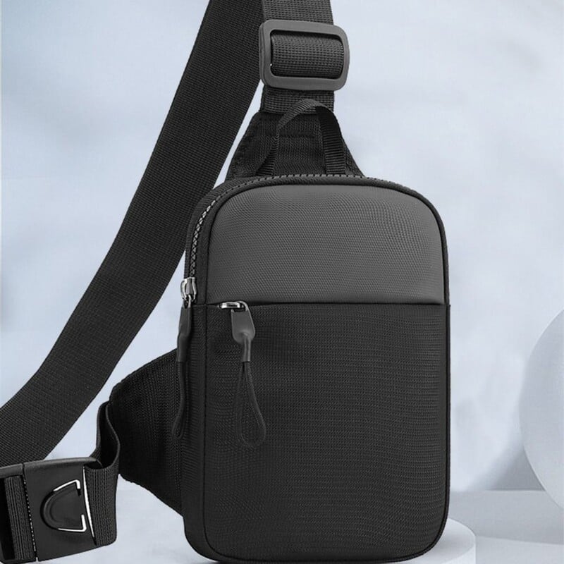 Pánska náprsná taška, módna malá plátenná crossbody taška pre mužov, mini látková popruhová športová kabelka cez rameno, pánska kabelka