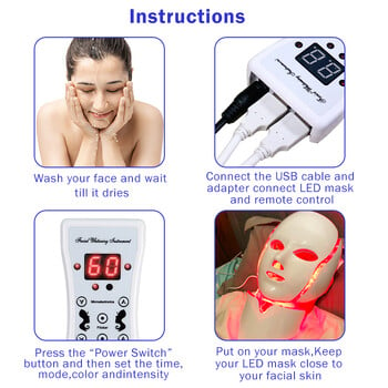 Led Mask 7 Colors Photon Therapy Mask with Neck Anti-Acne Wrinkle Removal Skin Rejuvenation Skin Whitening Led Face Light Beauty Mask