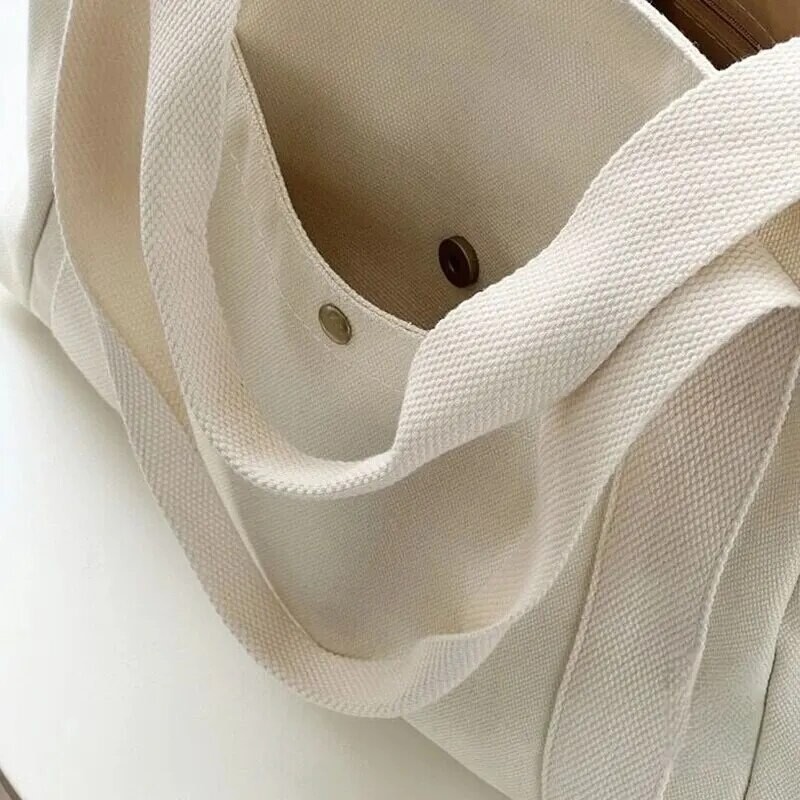 Geantă de pânză pentru femei de mare capacitate cu buzunare exterioare multiple, cu fermoar, geantă de umăr, geantă de mână pentru studenți, cumpărături