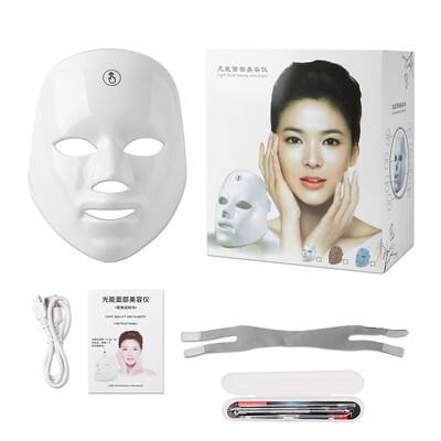 Újratölthető arc LED maszk 7 szín LED foton terápiás szépség maszk bőrfiatalítás otthoni arc lifting fehérítő szépség készülék