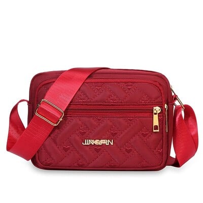 Nová módna vyšívaná taška Dámska kabelka na zips Dámska nylonová štvorcová kabelka Dámska kabelka cez rameno Cross Body