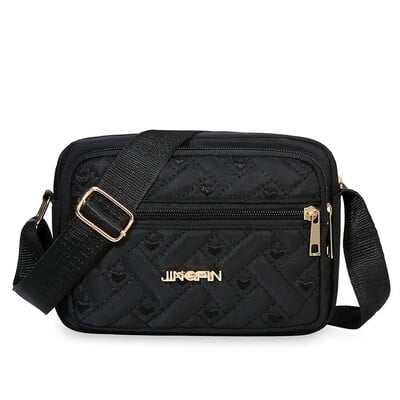 Nová módna vyšívaná taška Dámska kabelka na zips Dámska nylonová štvorcová kabelka Dámska kabelka cez rameno Cross Body