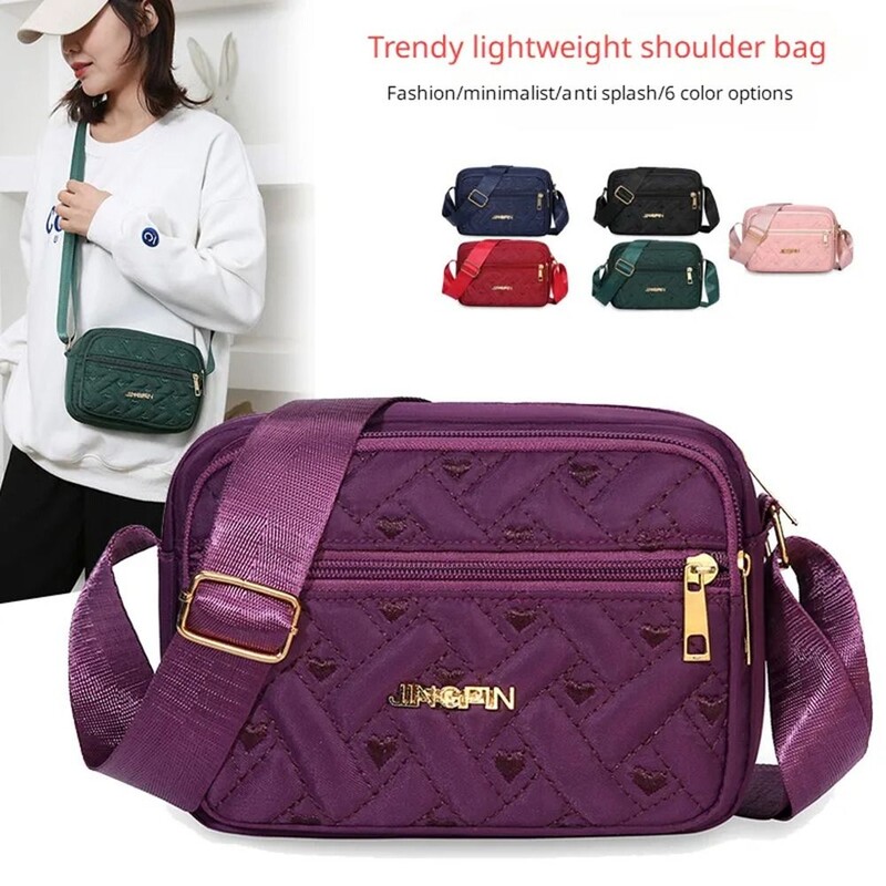Nová módna vyšívaná taška Dámska kabelka na zips Dámska nylonová štvorcová kabelka Dámska kabelka cez rameno Cross Body
