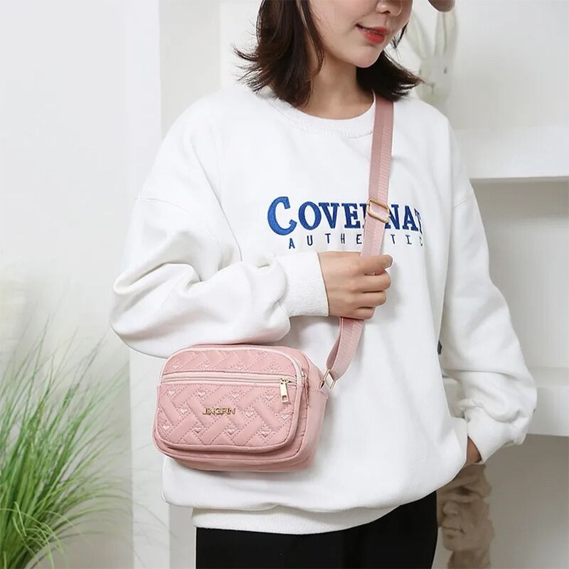 Nová módna vyšívaná taška Dámska kabelka na zips Dámska nylonová štvorcová kabelka Dámska kabelka cez rameno Cross Body
