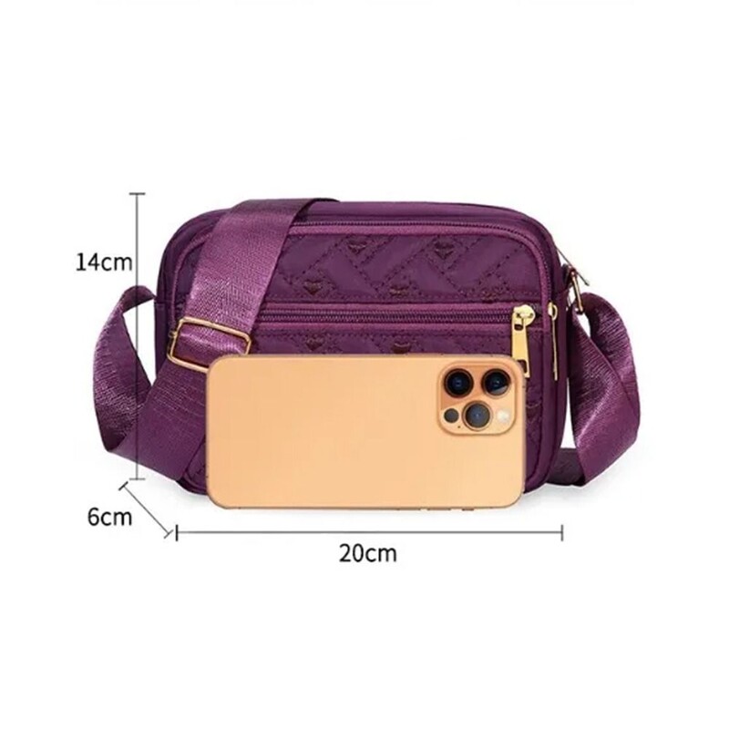 Nová módna vyšívaná taška Dámska kabelka na zips Dámska nylonová štvorcová kabelka Dámska kabelka cez rameno Cross Body