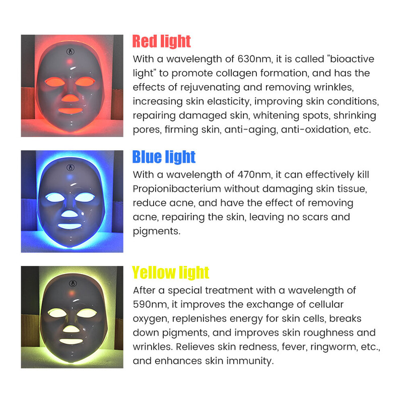 Nabíjateľná tvárová LED maska 7 farieb LED fotónová terapia kozmetická maska omladenie pleti domáci lifting tváre bieliace kozmetické zariadenie