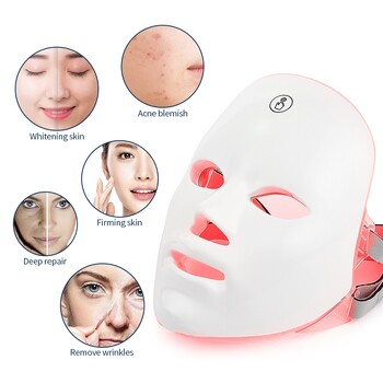 Μάσκα προσώπου 7 χρωμάτων Led with Neck Red Light Therapy Mask for Skin Tightening Lifting Anti-aging Bio-Light Beauty Whitening Home