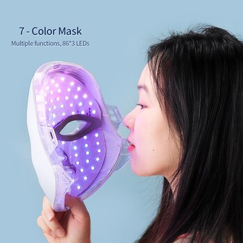 Μάσκα προσώπου 7 χρωμάτων Led with Neck Red Light Therapy Mask for Skin Tightening Lifting Anti-aging Bio-Light Beauty Whitening Home