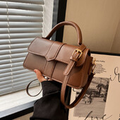 Dámska kabelka cez rameno z umelej kože - Módne crossbody kabelky Vintage kabelka pod pazuchu, štvorcová aktovka (čierna)