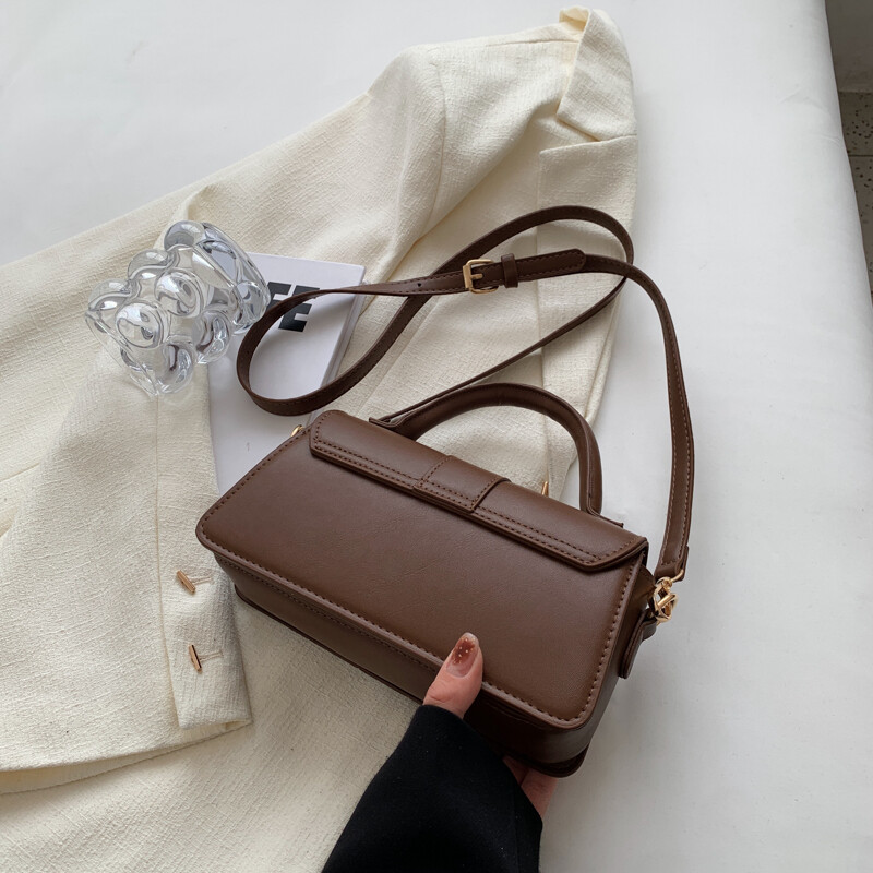 Dámska kabelka cez rameno z umelej kože - Módne crossbody kabelky Vintage kabelka pod pazuchu, štvorcová aktovka (čierna)