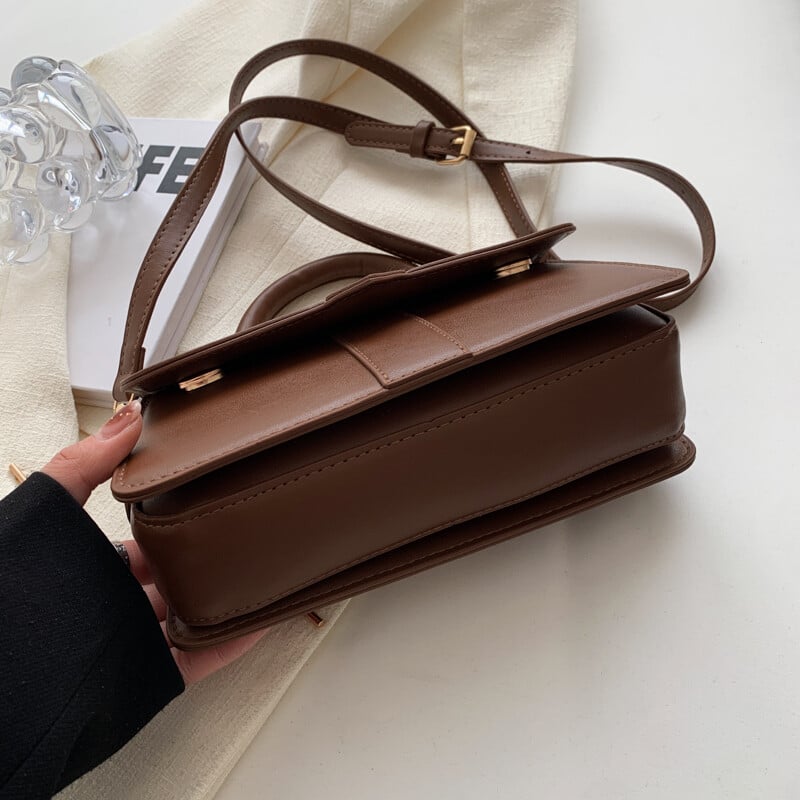 Dámska kabelka cez rameno z umelej kože - Módne crossbody kabelky Vintage kabelka pod pazuchu, štvorcová aktovka (čierna)