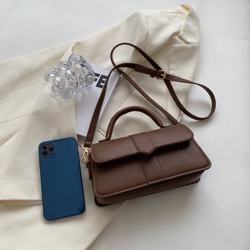 Dámska kabelka cez rameno z umelej kože - Módne crossbody kabelky Vintage kabelka pod pazuchu, štvorcová aktovka (čierna)