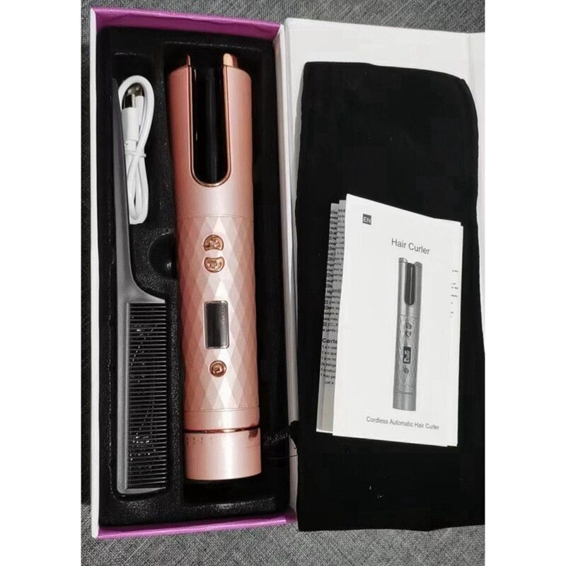 Vezeték nélküli automatikus hajcsavaró vas LCD kijelző Vezeték nélküli kerámia forgó hajcsavaró eszközök zöld