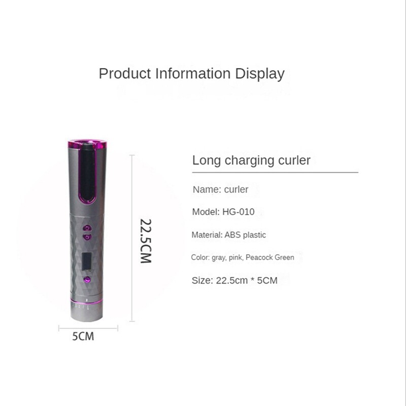 Vezeték nélküli automatikus hajcsavaró vas LCD kijelző Vezeték nélküli kerámia forgó hajcsavaró eszközök zöld