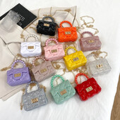 Nová mini retiazková kabelka pre ženy v preppy štýle, perlová spojka, argyle želé kabelka, priamy predaj z výroby, kabelka cez rameno, crossbody, princezná B