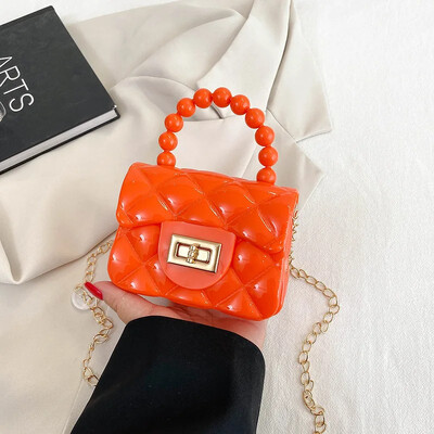Nová mini retiazková kabelka pre ženy v preppy štýle, perlová spojka, argyle želé kabelka, priamy predaj z výroby, kabelka cez rameno, crossbody, princezná B