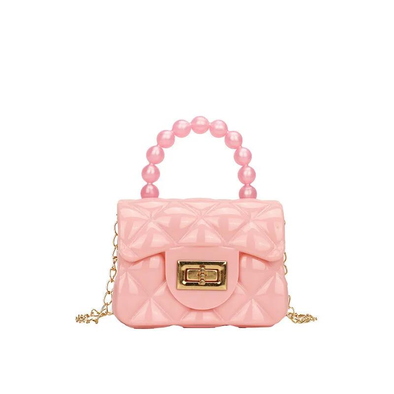 Nová mini retiazková kabelka pre ženy v preppy štýle, perlová spojka, argyle želé kabelka, priamy predaj z výroby, kabelka cez rameno, crossbody, princezná B