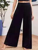 Nagy méretű tavaszi nyári nadrág női magas derekú divat, bő, széles szárú női nadrág, rakott, alkalmi női hosszú nadrág