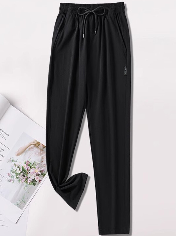 Pantaloni mari de mătase de gheață pantaloni sport de damă cu uscare rapidă, la modă, cu potrivire lejeră, care slăbesc, picior drept, pantaloni supradimensionați pentru alergare