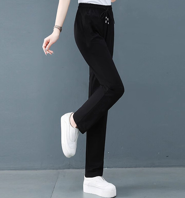 Pantaloni mari de mătase de gheață pantaloni sport de damă cu uscare rapidă, la modă, cu potrivire lejeră, care slăbesc, picior drept, pantaloni supradimensionați pentru alergare