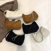 1PC Módne vintage dámske kabelky Corduroy podpazušná taška ležérne dámske tašky cez rameno jednofarebná zipsová dámska kabelka clutch