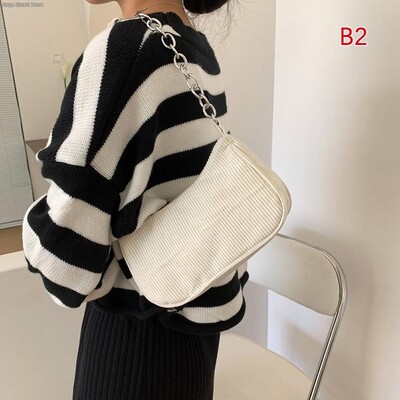 1PC Módne vintage dámske kabelky Corduroy podpazušná taška ležérne dámske tašky cez rameno jednofarebná zipsová dámska kabelka clutch