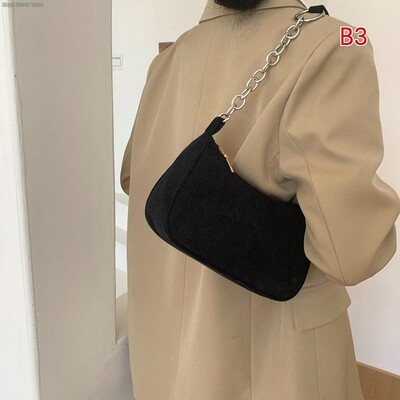 1PC Módne vintage dámske kabelky Corduroy podpazušná taška ležérne dámske tašky cez rameno jednofarebná zipsová dámska kabelka clutch
