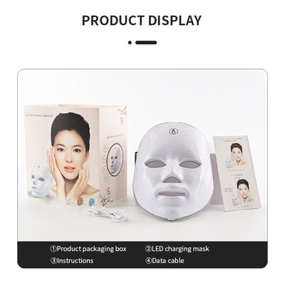 7 színű LED fénymaszk Újratölthető LED maszk Bőrápolás Otthoni használatra Vörös fényterápia Foton eszközök Arc szépség Arcápoló készülékek