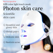 Nabíjateľná LED maska na starostlivosť o pleť Domáce použitie Terapia červeným svetlom Fotónové zariadenia 7 farieb LED svetelná terapia tváre Krása tváre Zariadenia