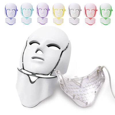 LED maszk Beauty Machine 7 színű világos nyakkal bőrfiatalító fehérítő akne elleni arc lifting feszes masszírozó bőrápoló SPA