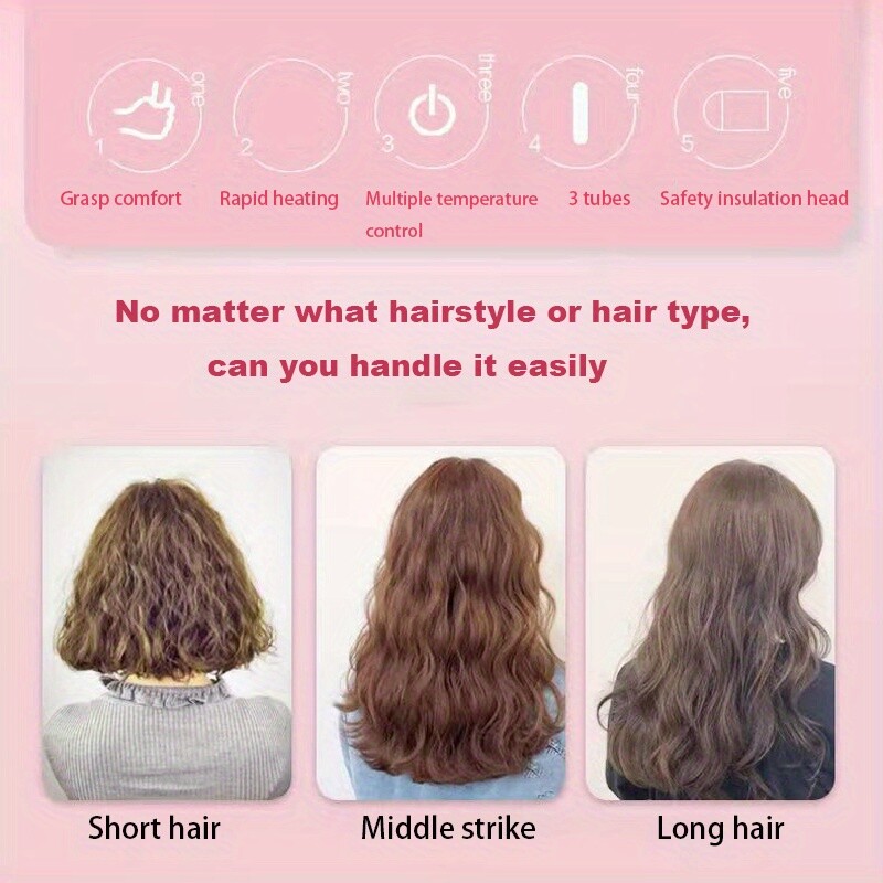 Automatinis plaukų suktukas, belaidis USB įkraunamas garbanojimo lygintuvas, banguotas skystųjų kristalų ekranas Keraminis garbanotas besisukantis garbanojimo bangų stiebas