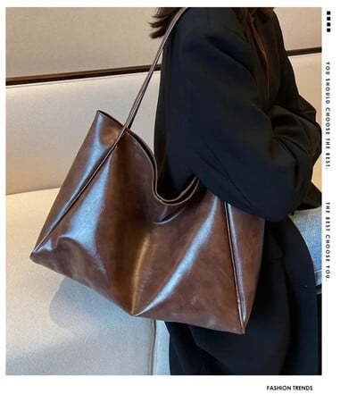 Dámska taška Tote Bag Módne puzdro pod pazuchu Veľkokapacitná mäkká pu kožená taška cez rameno Retro crossbody taška Ležérna prenosná taška BucketBags