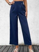 Didelio dydžio vasarinės kelnės aukštu juosmeniu, moteriškos mados naujos vienspalvės tiesios kelnės