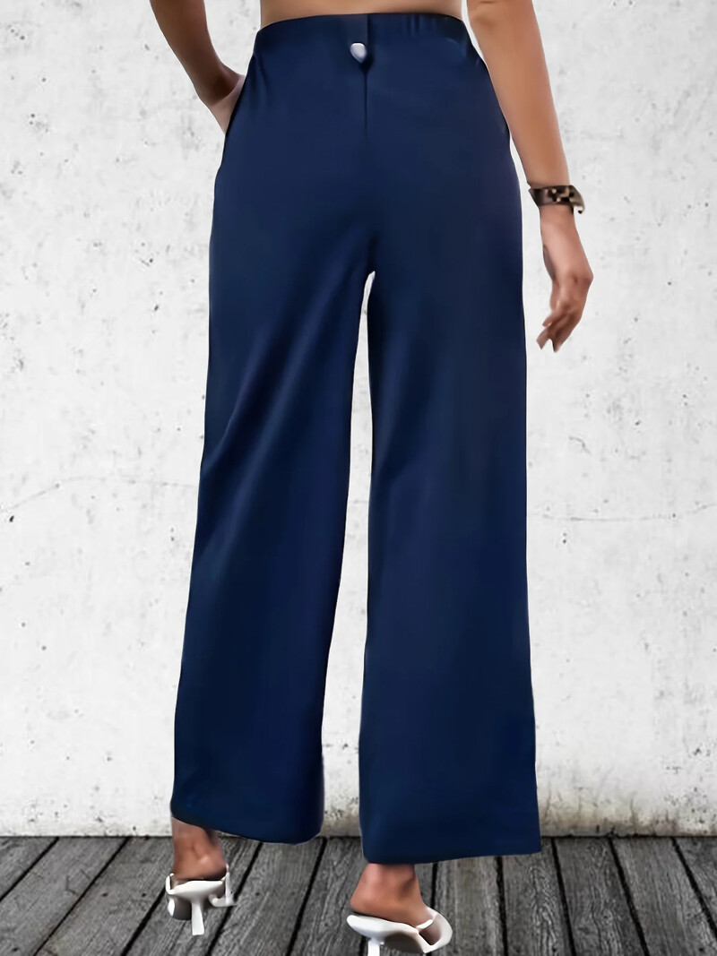 Didelio dydžio vasarinės kelnės aukštu juosmeniu, moteriškos mados naujos vienspalvės tiesios kelnės