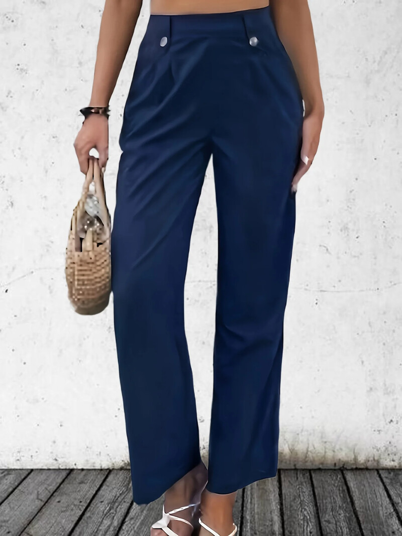 Didelio dydžio vasarinės kelnės aukštu juosmeniu, moteriškos mados naujos vienspalvės tiesios kelnės