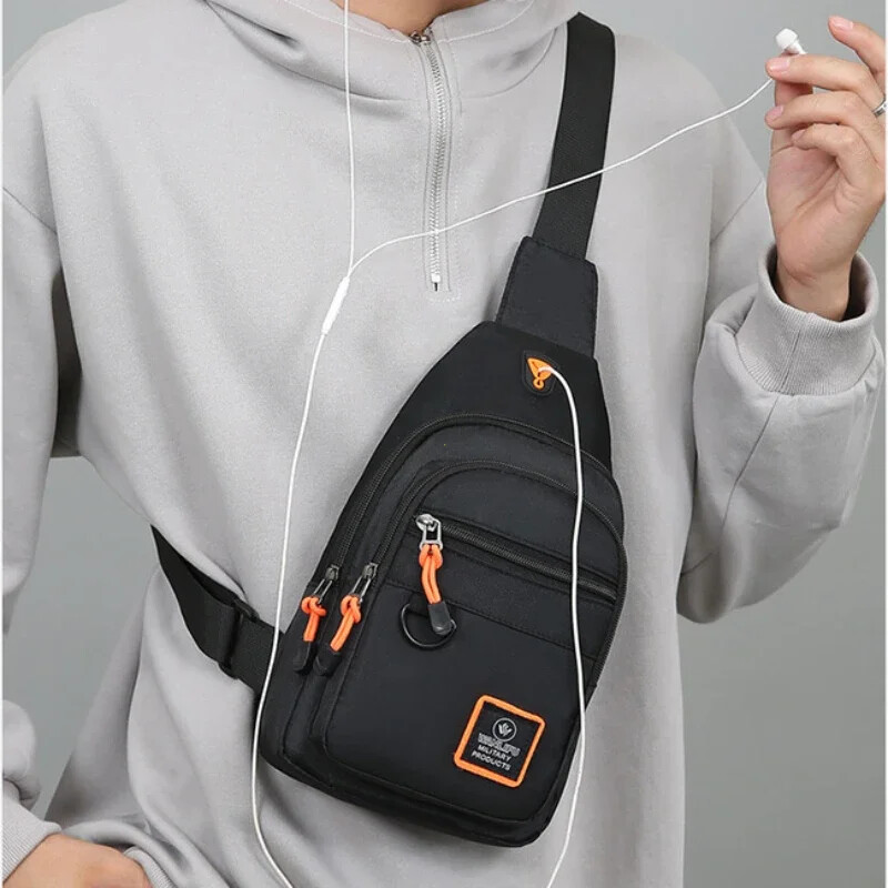 Divatos férfi melltáska kézitáska Könnyű Oxford szövet Crossbody válltáska Stílusos alkalmi férfi deréktáska Férfi melltáska